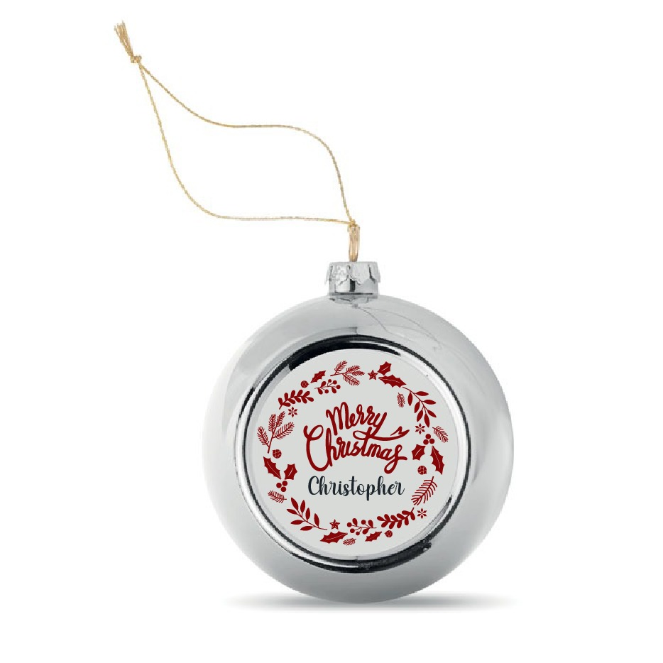 Silver Christmas Bauble Personalized